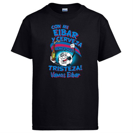 Camiseta frase con mi Eibar y cerveza nunca hay tristeza fútbol