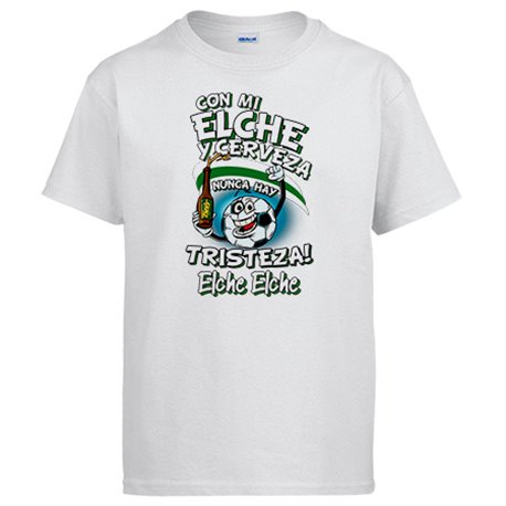 Camiseta frase con mi Elche y cerveza nunca hay tristeza para aficionado al fútbol