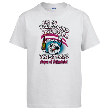 Camiseta frase con mi Valladolid y cerveza nunca hay tristeza fútbol
