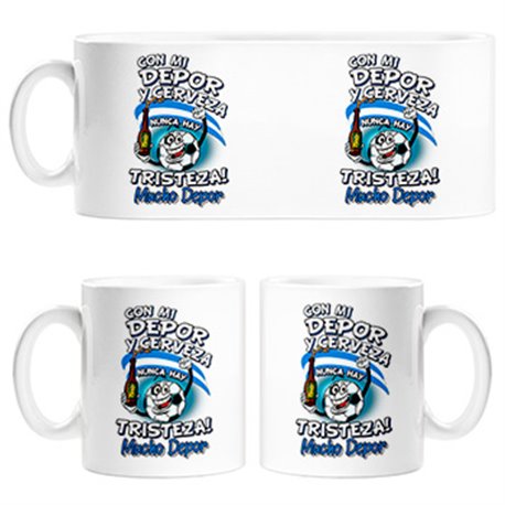 Taza frase con mi Depor y cerveza nunca hay tristeza La Coruña fútbol