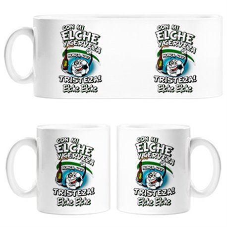 Taza frase con mi Elche y cerveza nunca hay tristeza fútbol