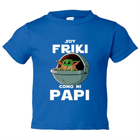 Camiseta niño soy friki como mi papi ilustración baby yoda - color Azul Royal,talla 7-8 años