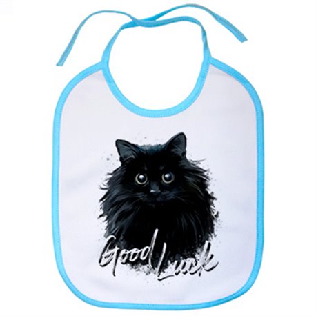 Babero gato negro buena suerte Good Luck