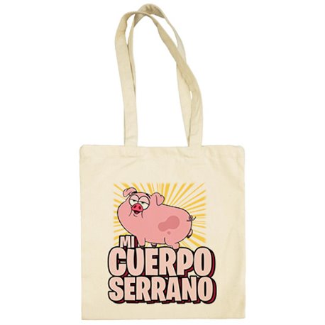 Bolsa de tela cerdito divertido mi cuerpo serrano