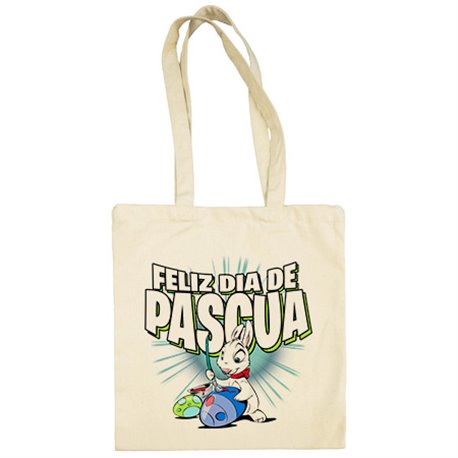 Bolsa de tela feliz día de pascua huevo conejo