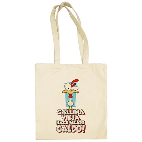 Bolsa de tela frase divertida gallina vieja hace mejor caldo Bolsa de tela frase divertida gallina vieja hace mejor caldo