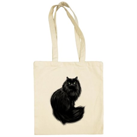 Bolsa de tela gato negro peludo