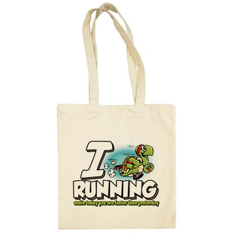 Bolsa de tela I Love Running divertido con tortuga veloz para corredores trail maratones