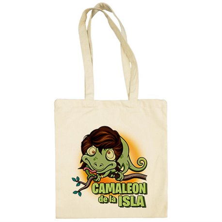 Bolsa de tela ilustración parodia divertida de un camaleón de la isla