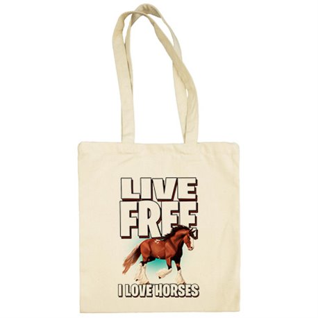 Bolsa de tela live free I Love Horses amante de caballos