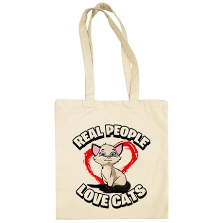 Bolsa de tela real people love cats amantes de gatos
