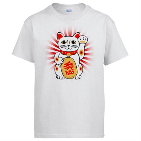 Camiseta ilustración del gato de la suerte chino