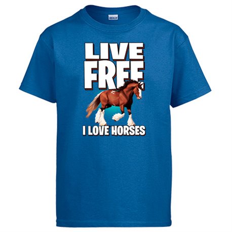 Camiseta live free I Love Horses amante de caballos