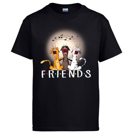 Camiseta ilustración parodia divertida de amigos gatunos gatos cantando