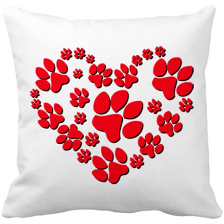 Cojín con relleno amor por los perros pisada de mascota