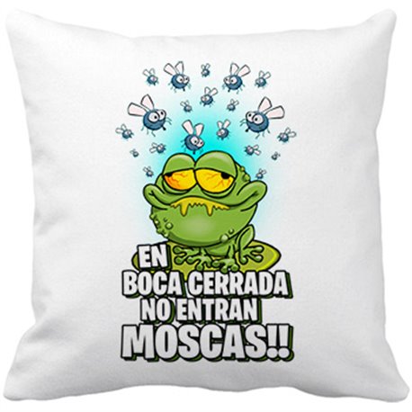 Cojín con relleno dibujo divertido de rana comiendo moscas