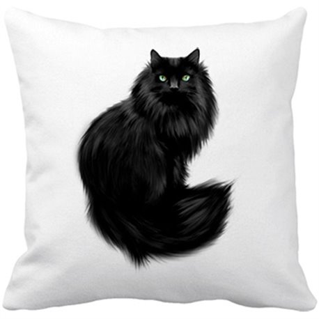 Cojín con relleno gato negro peludo