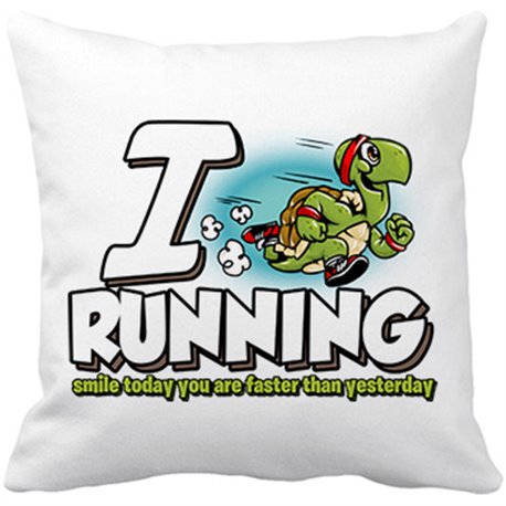 Cojín con relleno I Love Running divertido con tortuga veloz para corredores trail maratones