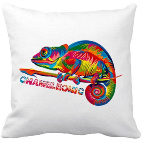 Cojín con relleno ilustración chameleoinc camaleónico camaleón