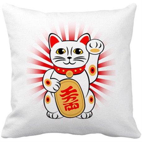 Cojín con relleno ilustración del gato de la suerte chino