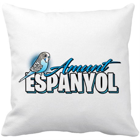 Cojín con relleno ilustración parodia de un periquito espanyol