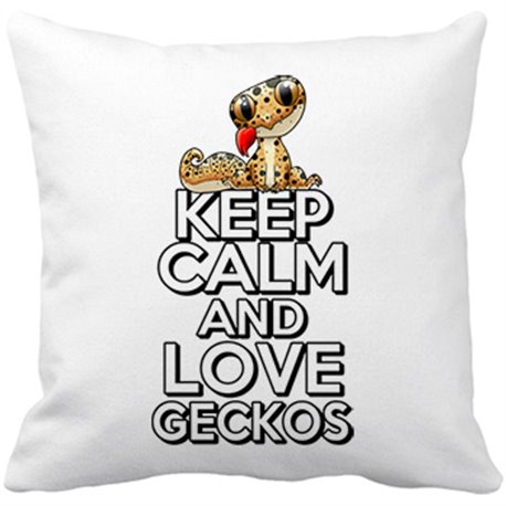Cojín con relleno keep calm and love geckos