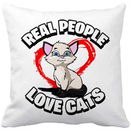 Cojín con relleno real people love cats amantes de gatos