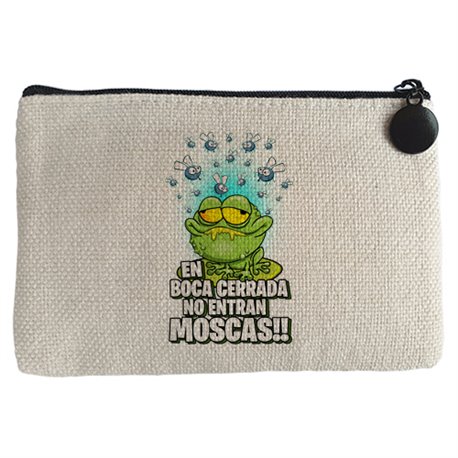 Monedero dibujo divertido de rana comiendo moscas