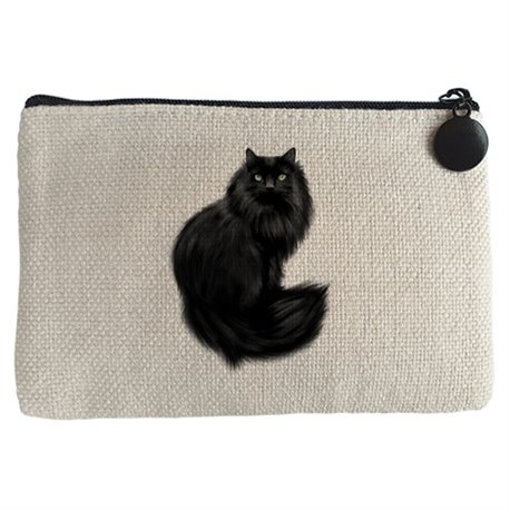 Monedero gato negro peludo