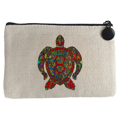Monedero ilustración de tortuga tribal maori coloreada