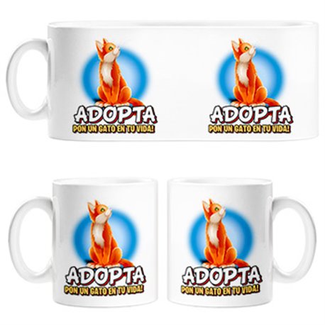 Taza adopta pon un gato en tu vida