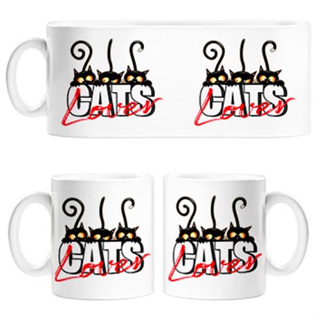 Taza amante de los gatos negros