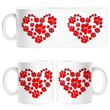 Taza amor por los perros pisada de mascota