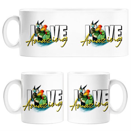 Taza amor por los pájaros loros