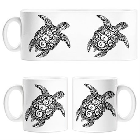 Taza ilustración de tortuga tribal maori