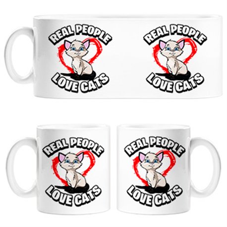 Taza real people love cats amantes de gatos