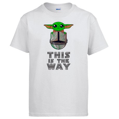 Camiseta parodia baby yoda frase This is the way - color Blanco,talla XL