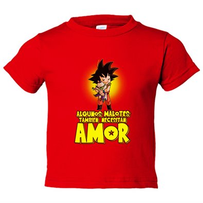 Camiseta bebé parodia de las bolas de dragón Goku algunos malotes también  necesitan amor San Valentín - Stampats