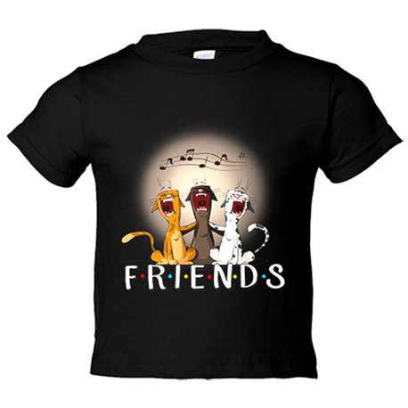 Camiseta bebé ilustración parodia divertida de amigos gatunos gatos cantando