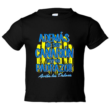 Camiseta bebé además de ser Canarión soy un padrazo de Las Palmas para aficionado al fútbol