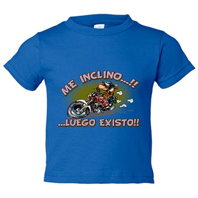 Camiseta bebé para moteros me inclino luego existo
