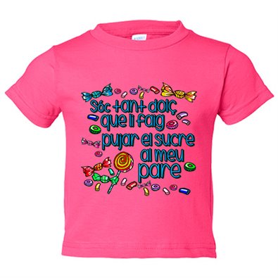 Camiseta niño Sóc tant dolç que li faig pujar el sucre al pare Camiseta niño Sóc tant dolç que li faig pujar el sucre al pare