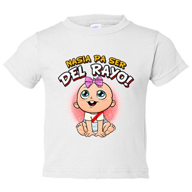 Camiseta bebé nacida para ser del Rayo para aficionada al fútbol de Vallecas