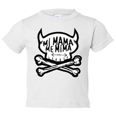 Camiseta bebé mi mamá me mima calavera diablillo