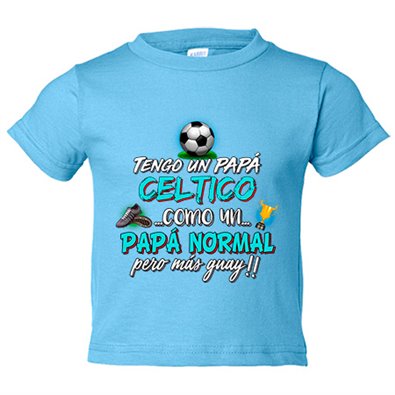 Camiseta bebé tengo un papá Céltico como un papá normal pero más guay