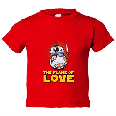 Camiseta bebé parodia BB8 The Flame Of Love friki