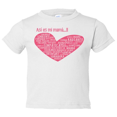 Camiseta bebé regalo para mami así es mi mamá corazón rosa