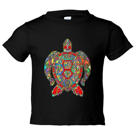 Camiseta niño ilustración de tortuga tribal maori coloreada