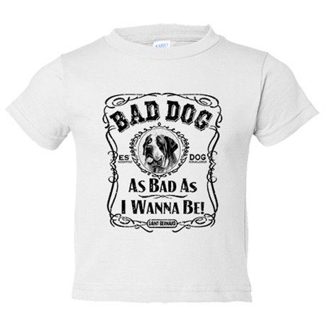 Camiseta bebé frase perro raza San Bernardo Bad dog as bad as I wanna be