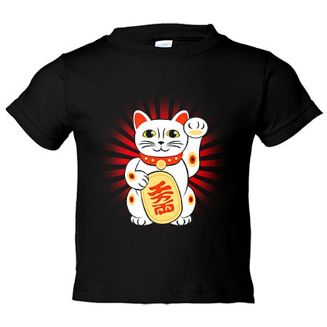Camiseta niño ilustración del gato de la suerte chino
